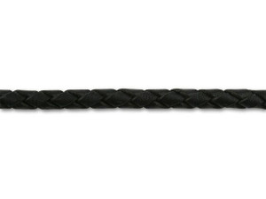 4mm Spooled Braided Leather Black by the Foot